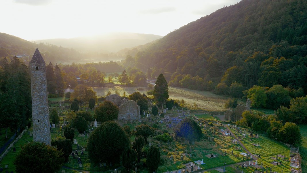 Aerial view of Monastic City at Glendalough